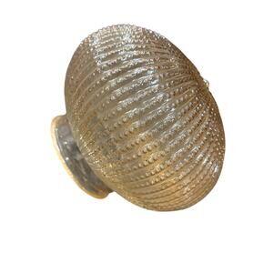 Vtg Peach Luster Ribbed Beaded Iridescent Round Glass Ceiling Light Shade 3-1/8”